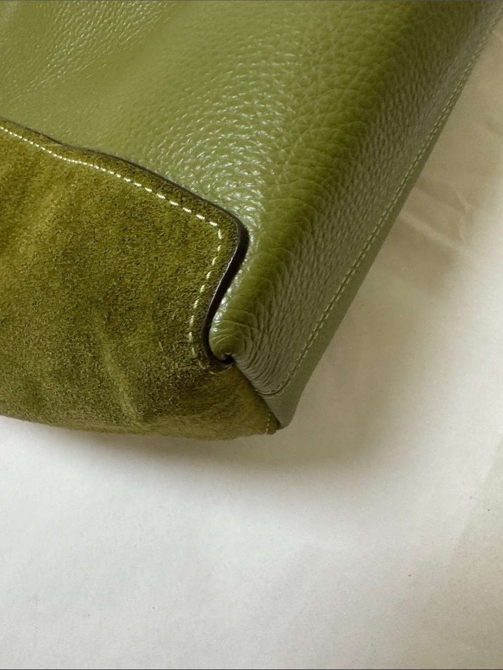 Coach Kasey Olive Green Leather & Suede Two-way Crossbody with gunmetal hardware - Picture 7 of 17